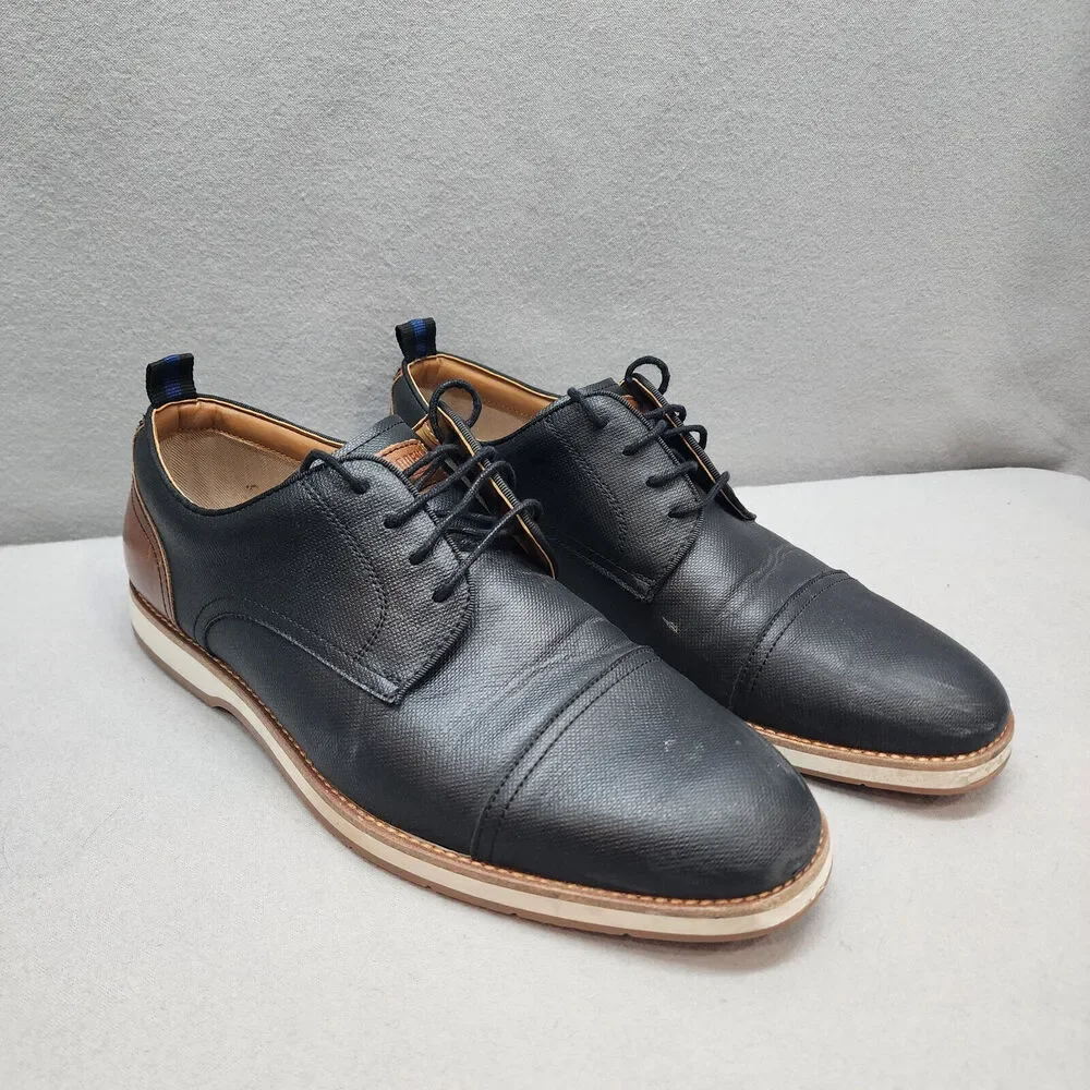 Steve Madden Men's Saverio Casual Oxford Black Dress Shoes Lace Up Sz 10
